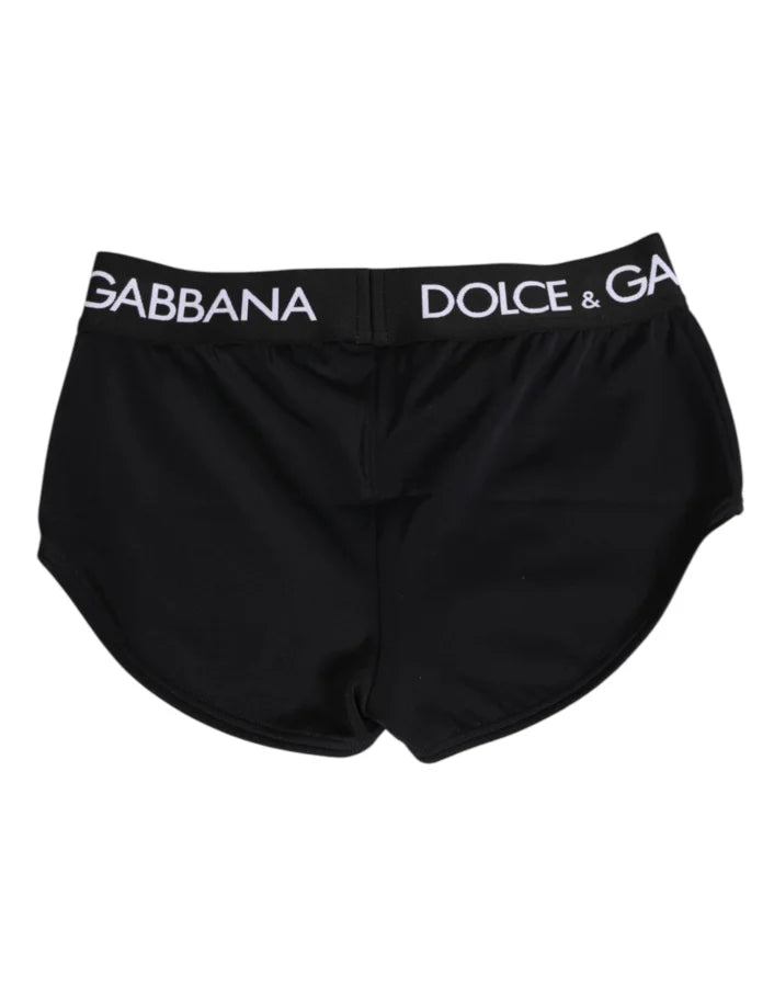 Dolce &amp; Gabbana Black Nylon Logo Waistband Shorts Underwear
