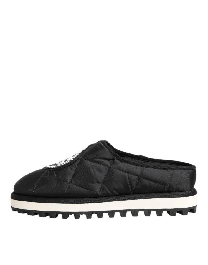 Dolce &amp; Gabbana Black Nylon Low Top Slip On Sneaker Shoes
