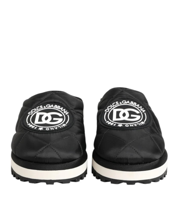 Dolce &amp; Gabbana Black Nylon Low Top Slip On Sneaker Shoes