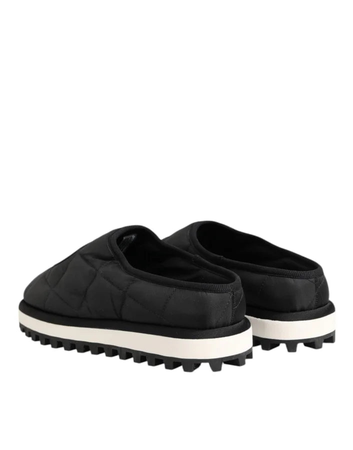 Dolce &amp; Gabbana Black Nylon Low Top Slip On Sneaker Shoes