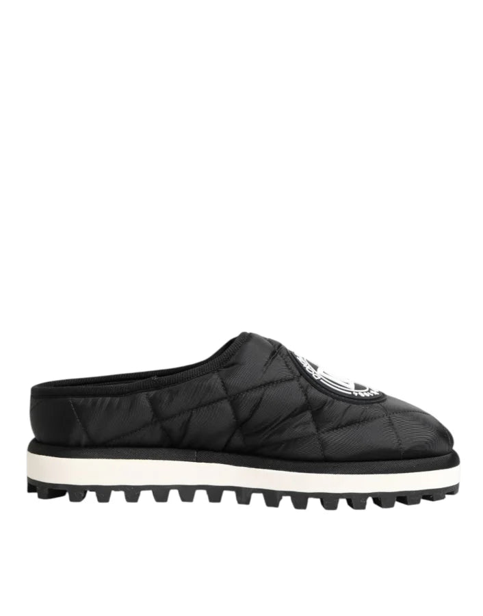 Dolce &amp; Gabbana Black Nylon Low Top Slip On Sneaker Shoes