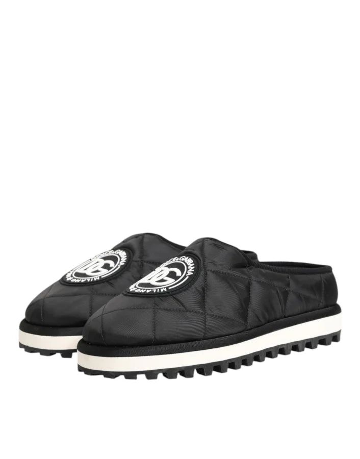 Dolce &amp; Gabbana Black Nylon Low Top Slip On Sneaker Shoes