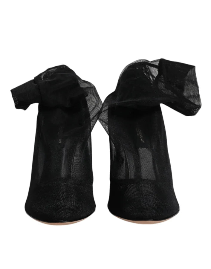 Dolce &amp; Gabbana Black Nylon Mesh Sock Style Boots Shoes
