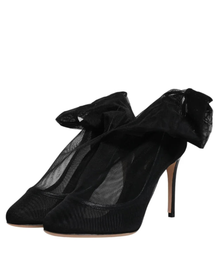 Dolce &amp; Gabbana Black Nylon Mesh Sock Style Boots Shoes