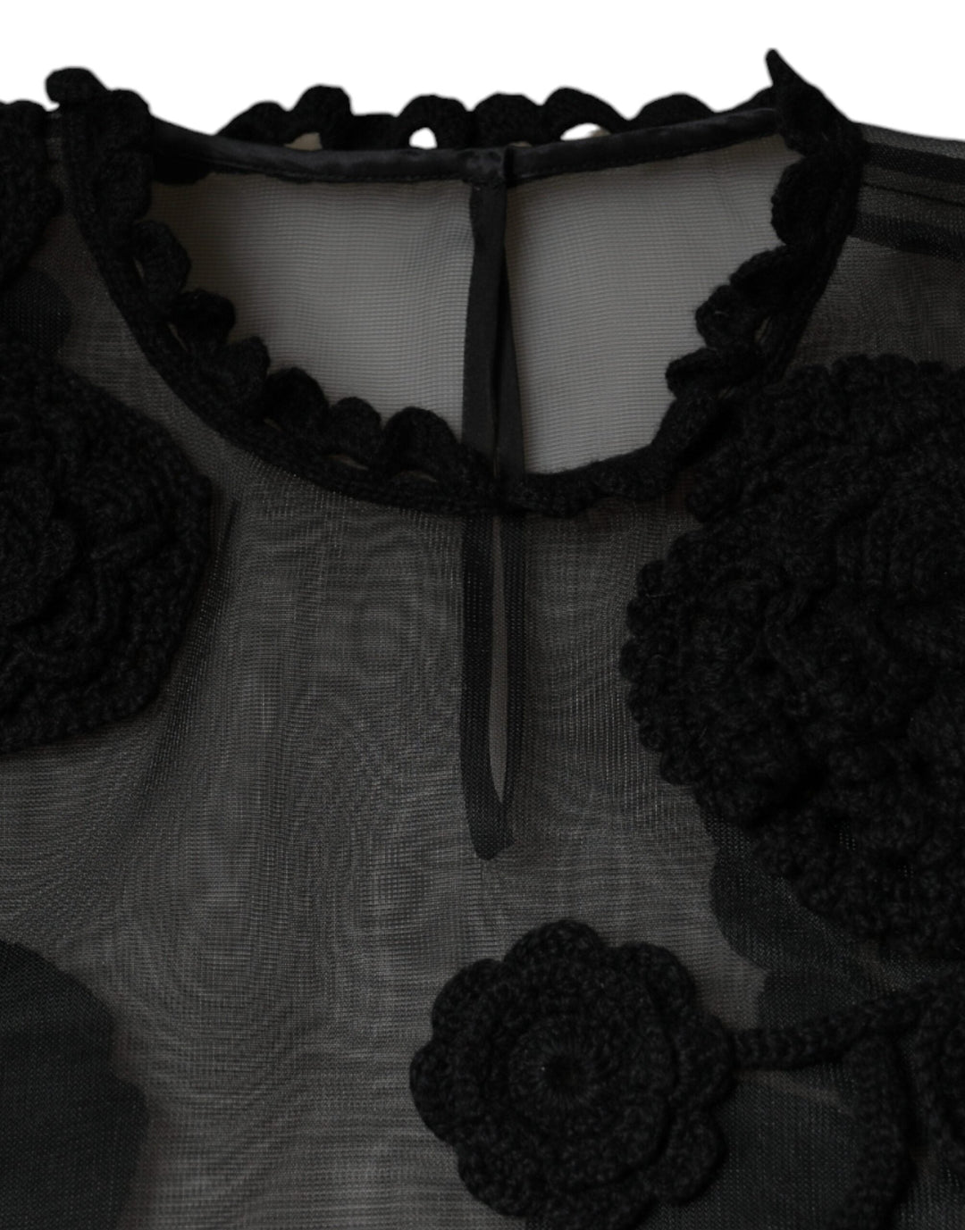 Dolce &amp; Gabbana - Black Nylon Mesh Transparent Floral Blouse