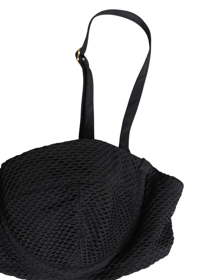 Dolce &amp; Gabbana Black Nylon Padded Balconnet Brassiere Underwear