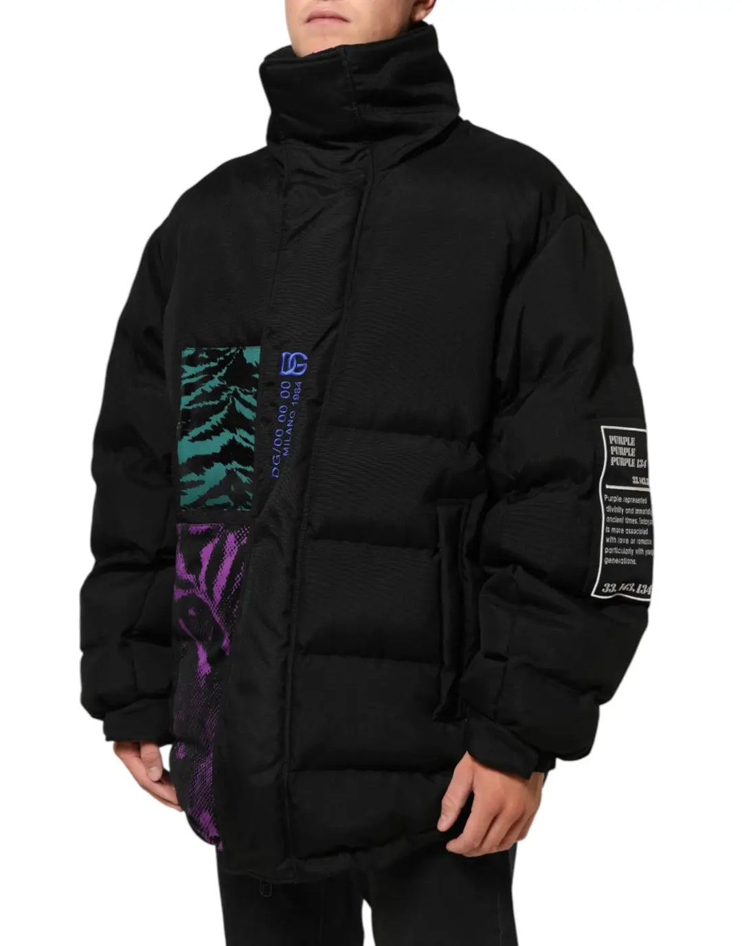 Dolce &amp; Gabbana Black Nylon Puffer Men Full Zip Jacket