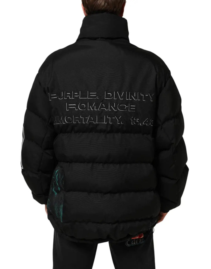 Dolce &amp; Gabbana Black Nylon Puffer Men Full Zip Jacket