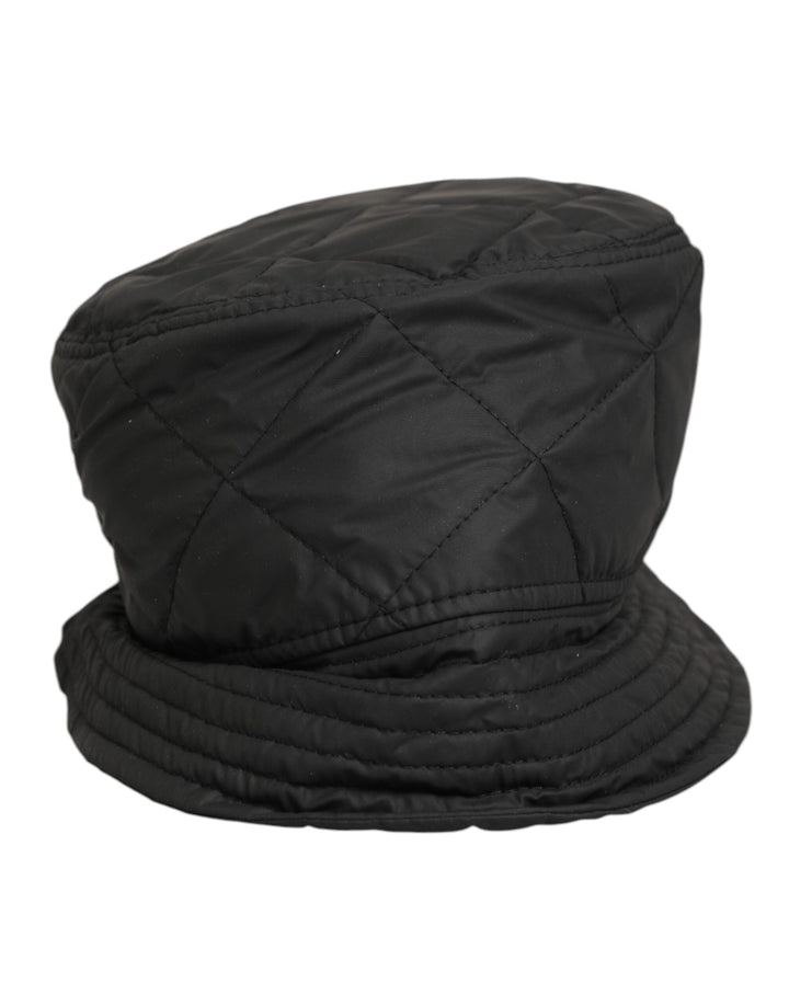 Dolce &amp; Gabbana Black Nylon Quilted Bucket Men Capello Hat