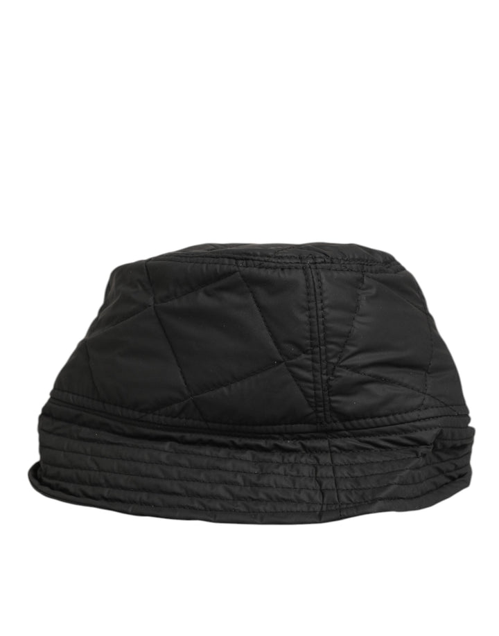 Dolce &amp; Gabbana Black Nylon Quilted Bucket Men Capello Hat