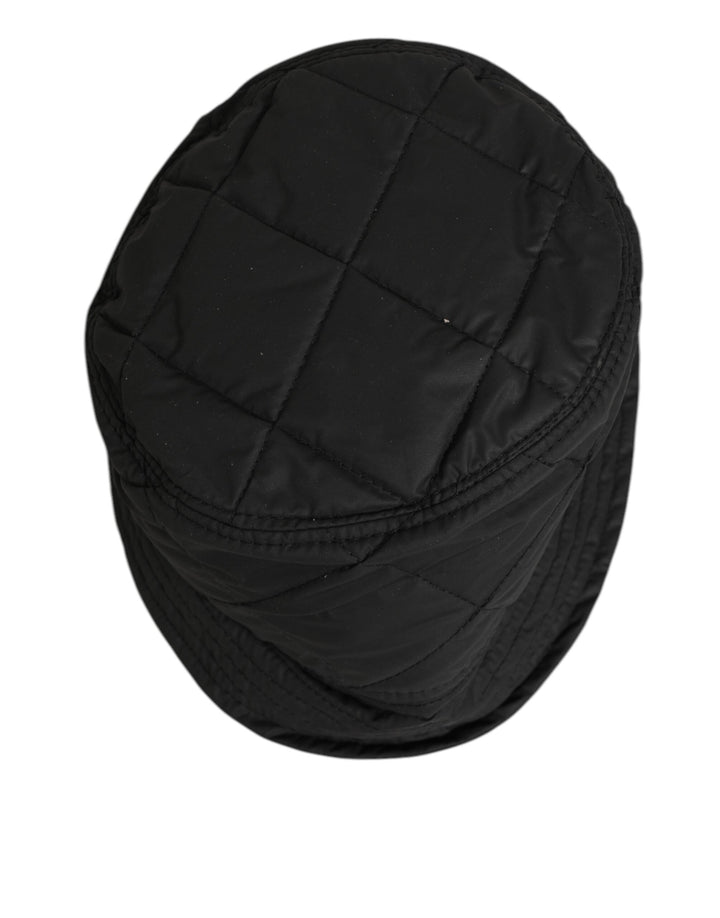 Dolce &amp; Gabbana Black Nylon Quilted Bucket Men Capello Hat