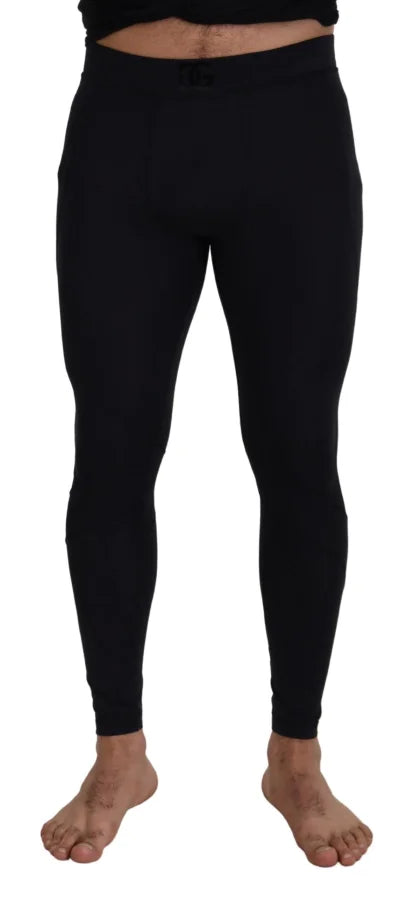 Dolce &amp; Gabbana Black Nylon Slim Fit Stretch Pants