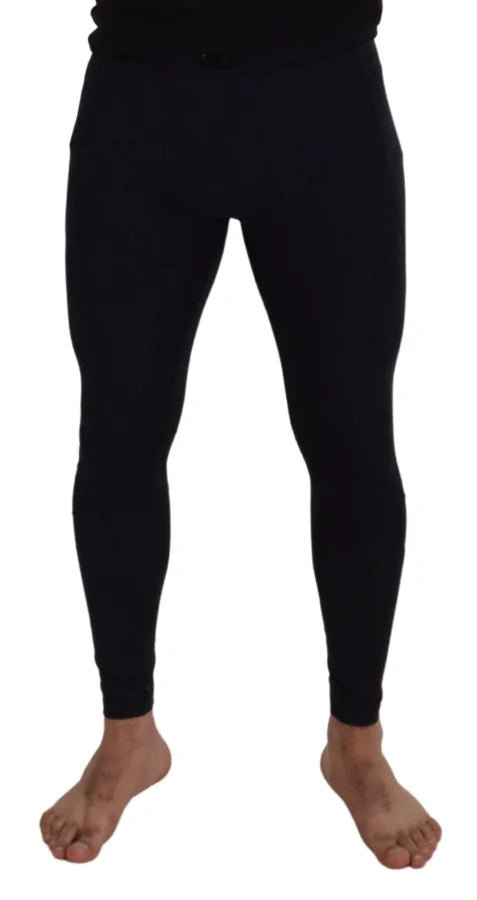 Dolce &amp; Gabbana Black Nylon Slim Fit Stretch Pants