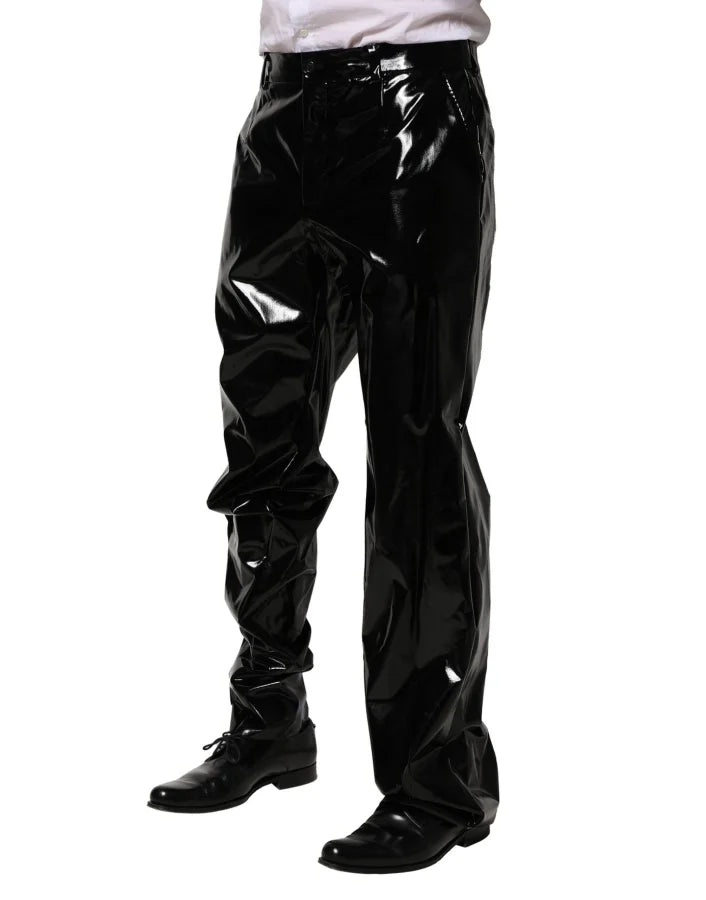 Dolce &amp; Gabbana Black Nylon Straight Men Pants