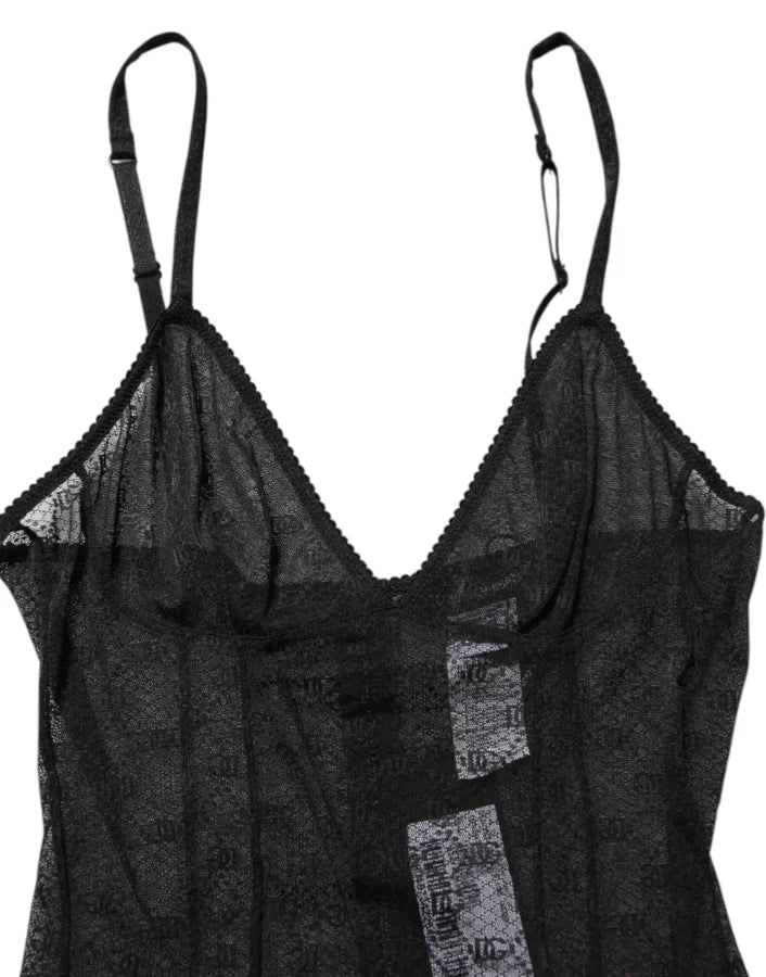 Dolce &amp; Gabbana Black Nylon Stretch Bodysuit Lingerie Underwear