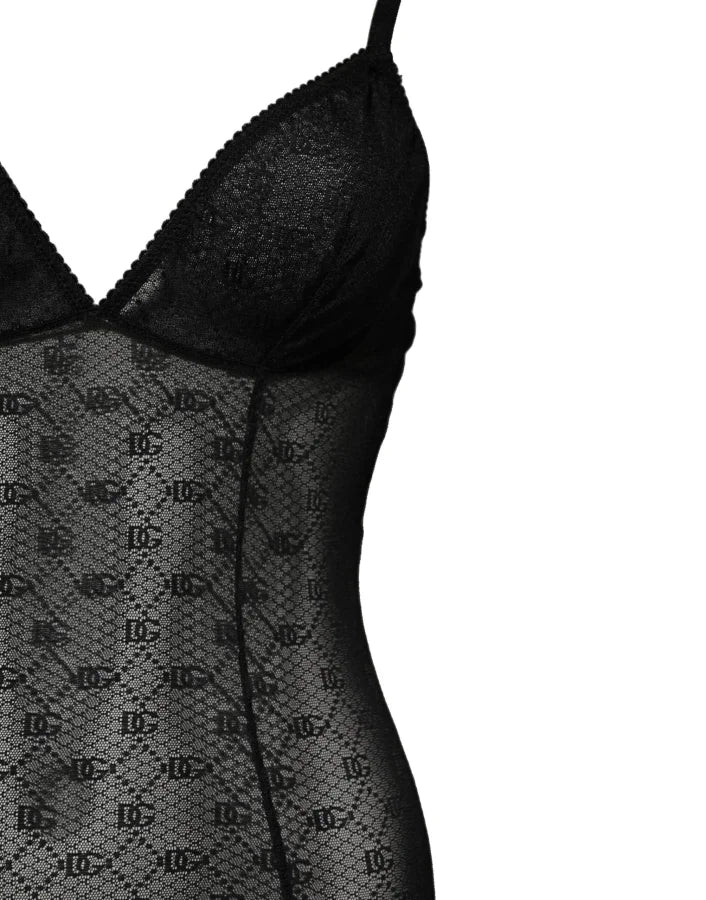 Dolce &amp; Gabbana Black Nylon Stretch Bodysuit Lingerie Underwear