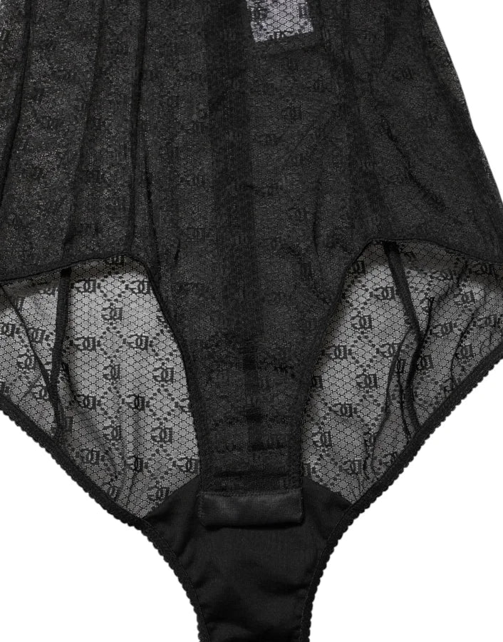 Dolce &amp; Gabbana Black Nylon Stretch Bodysuit Lingerie Underwear