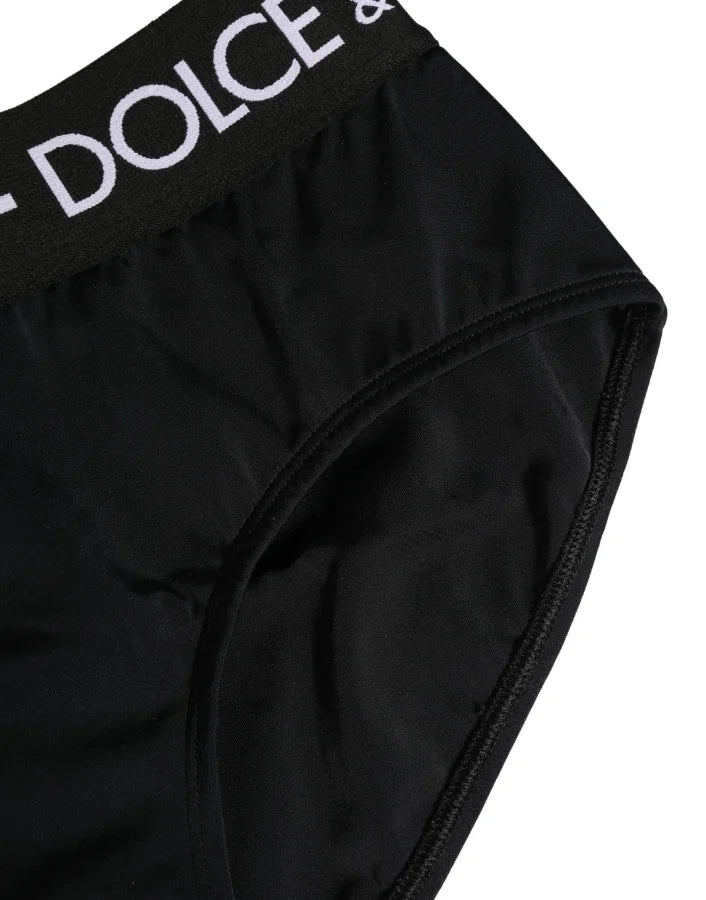 Dolce &amp; Gabbana Black Nylon Stretch Coulotte Panty Underwear