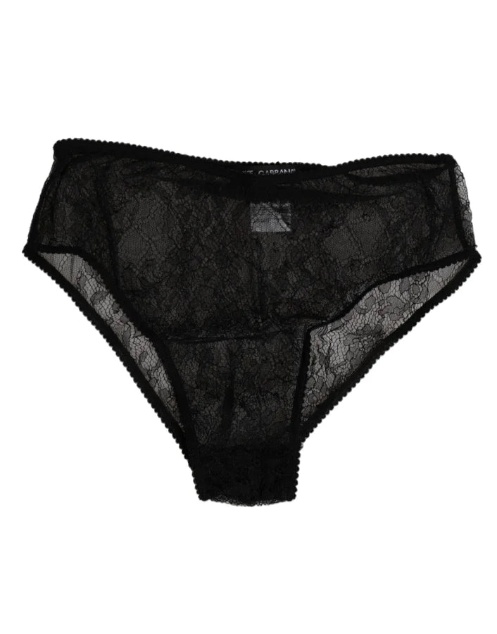 Dolce &amp; Gabbana Black Nylon Stretch High Waist Panty Underwear