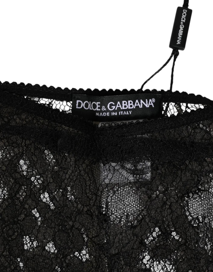 Dolce &amp; Gabbana Black Nylon Stretch High Waist Panty Underwear