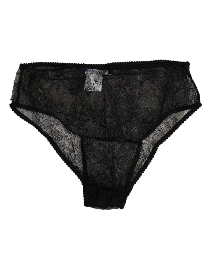 Dolce &amp; Gabbana Black Nylon Stretch High Waist Panty Underwear
