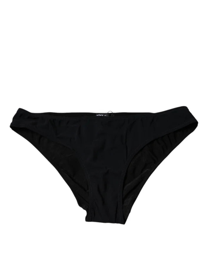 Dolce &amp; Gabbana Black Nylon Stretch Mid Waist Panty Underwear