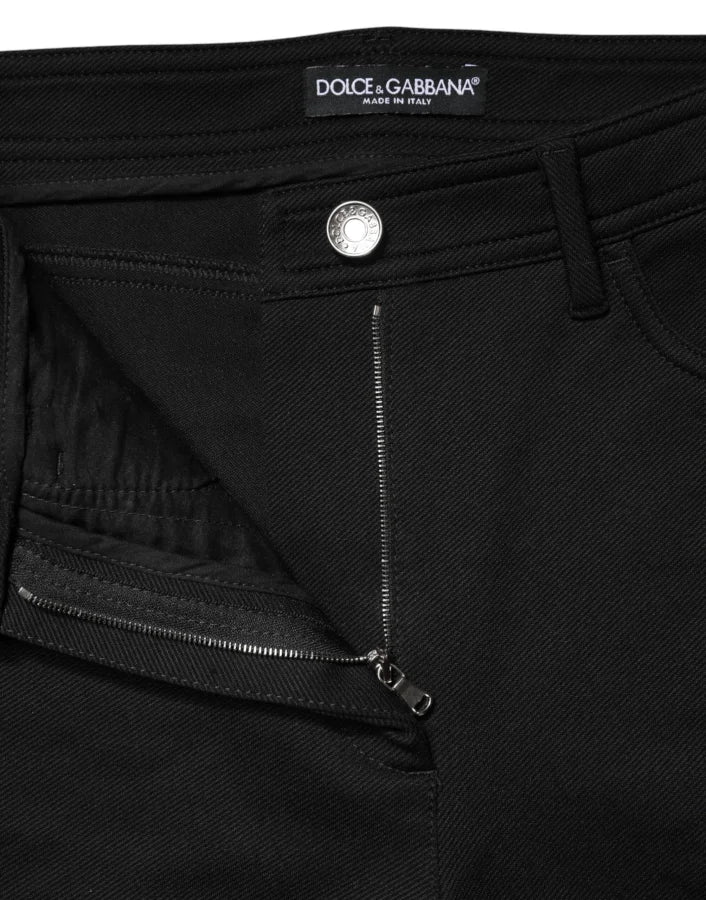 Dolce &amp; Gabbana Black Nylon Stretch Skinny High Waist Pants