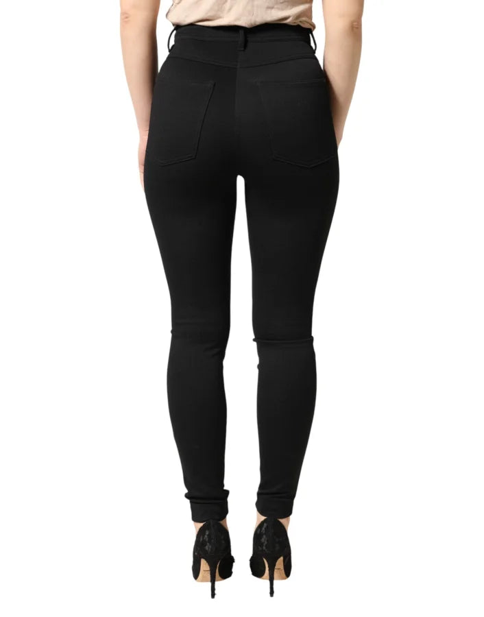 Dolce &amp; Gabbana Black Nylon Stretch Skinny High Waist Pants