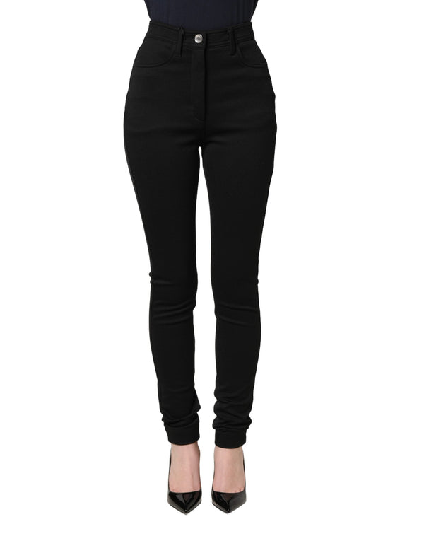 Dolce & Gabbana Black Nylon Stretch Skinny High Waist Pants