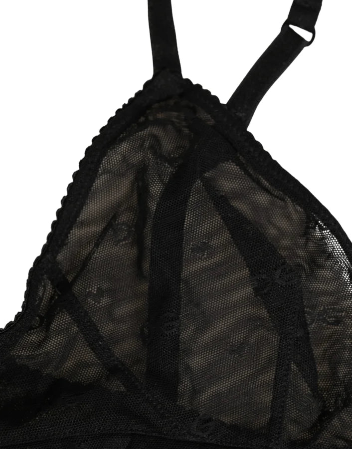 Dolce &amp; Gabbana Black Nylon Stretch Soft Cup Brassiere Underwear
