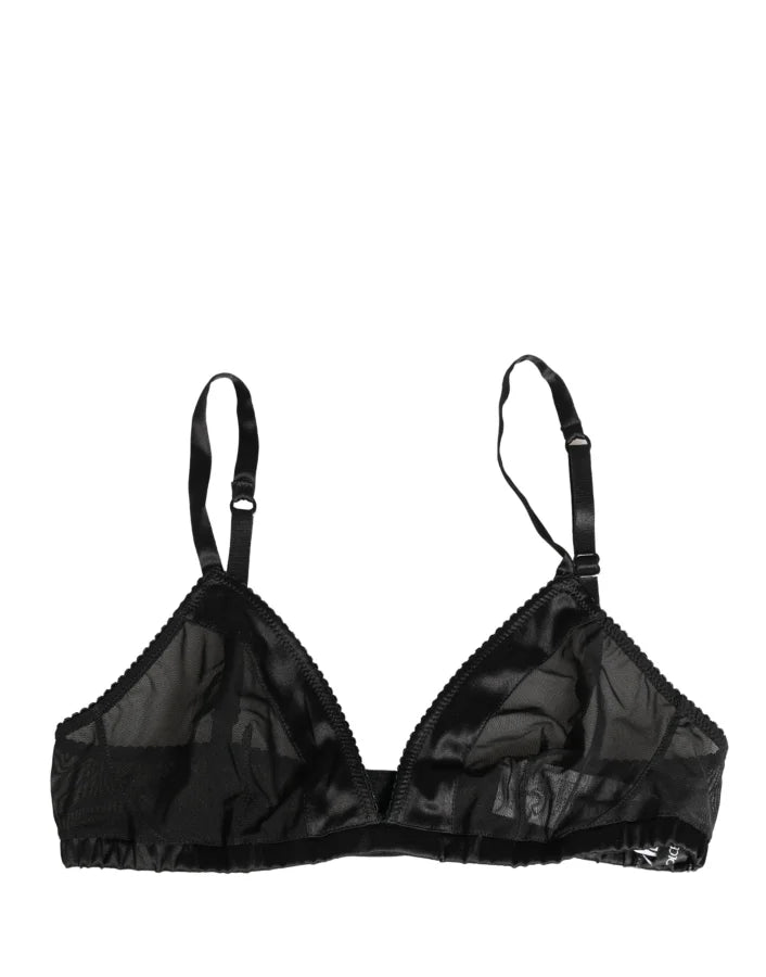 Dolce &amp; Gabbana Black Nylon Stretch Soft Cup Brassiere Underwear