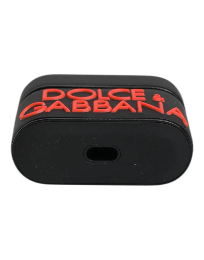 Dolce &amp; Gabbana Black Orange Silicone Embossed Logo Airpods Case