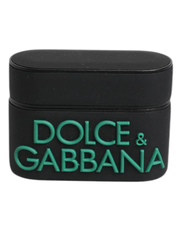 Dolce &amp; Gabbana Black Orange Silicone Embossed Logo Airpods Case
