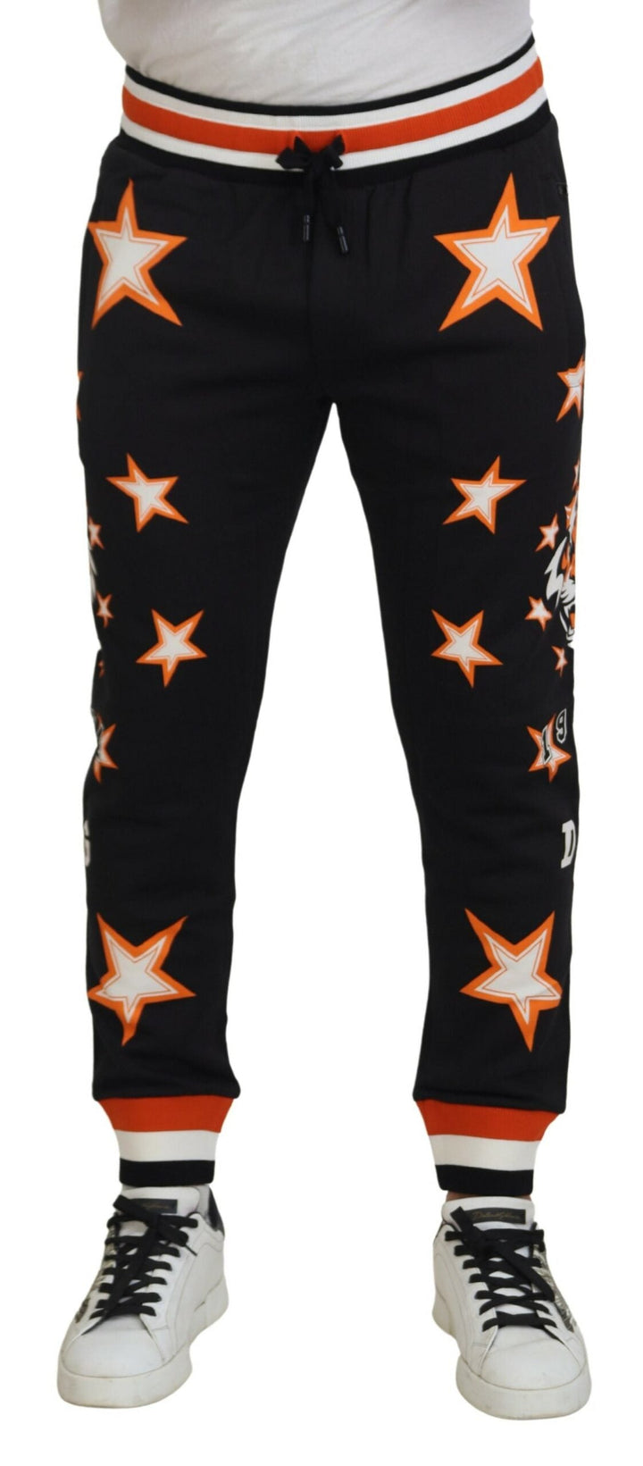 Dolce &amp; Gabbana Black Orange Star Trousers Sport Pants