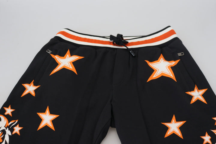 Dolce &amp; Gabbana Black Orange Star Trousers Sport Pants