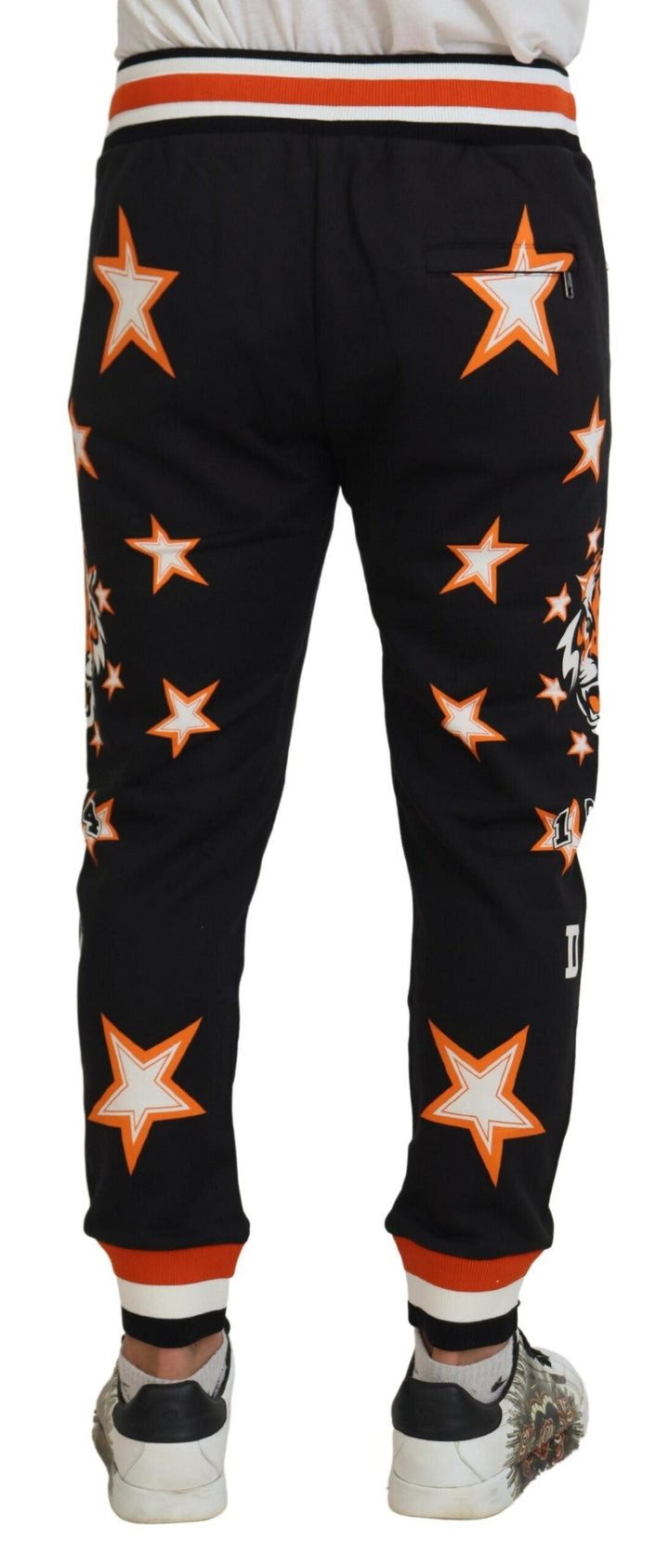 Dolce &amp; Gabbana Black Orange Star Trousers Sport Pants