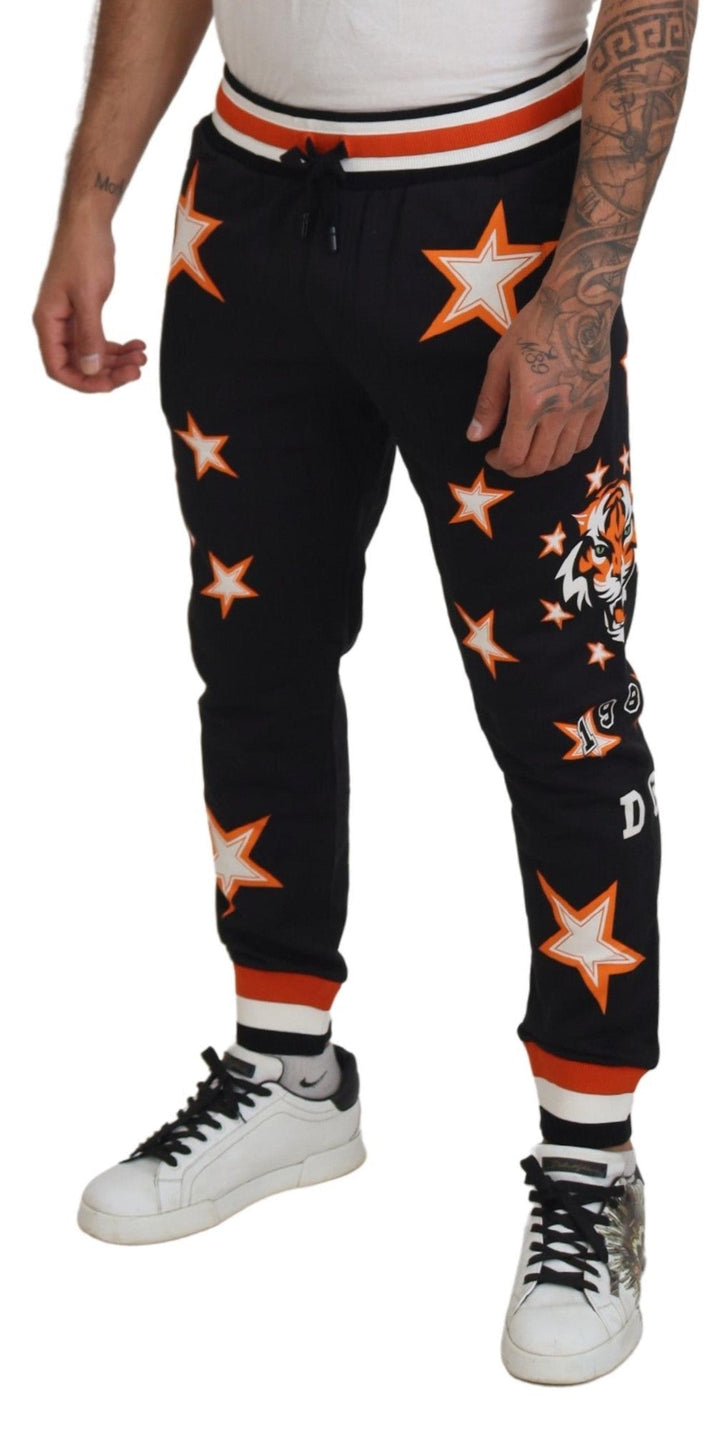 Dolce &amp; Gabbana Black Orange Star Trousers Sport Pants