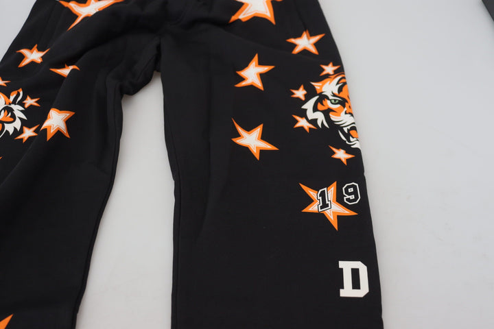 Dolce &amp; Gabbana Black Orange Star Trousers Sport Pants