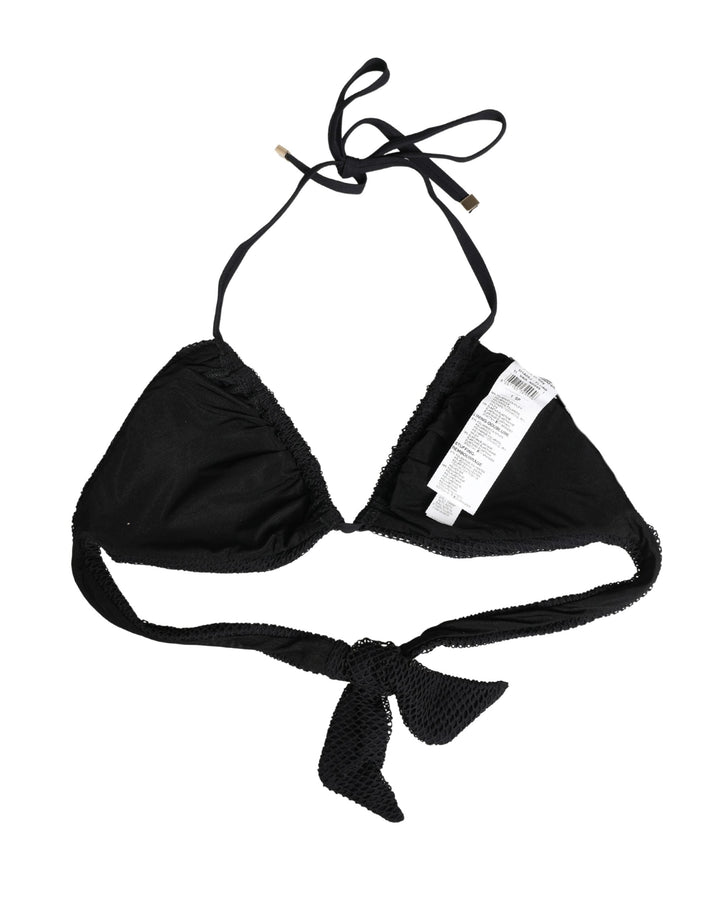 Dolce &amp; Gabbana Black Padded Triangle Halter Bikini Top Swimwear - Women’s Tops
