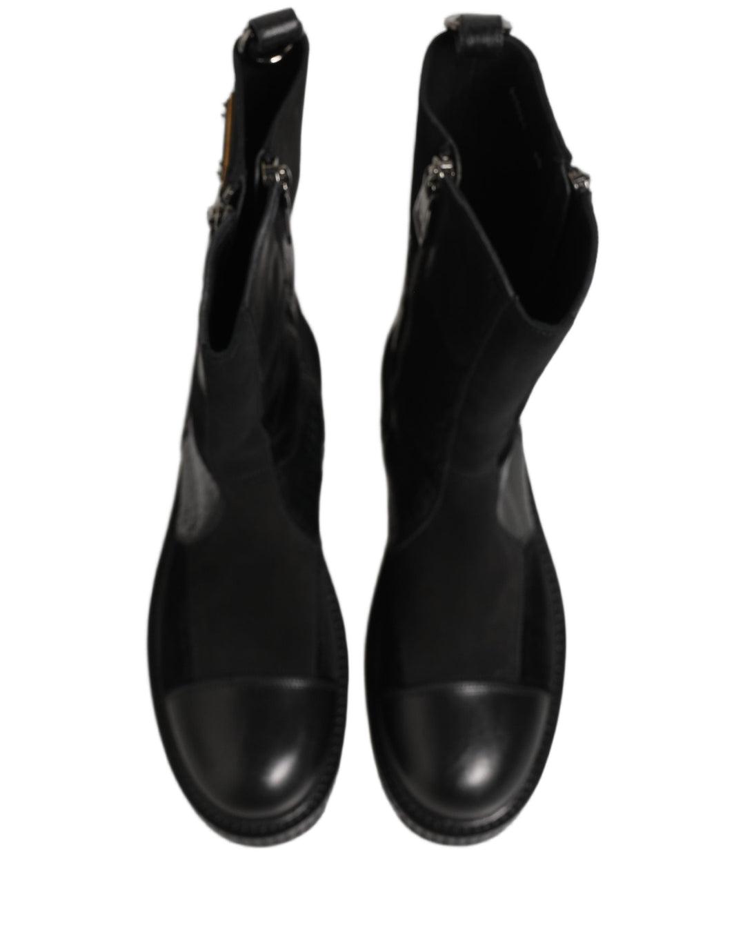 Dolce &amp; Gabbana Black Patchwork Leather Mid Calf Boots Shoes