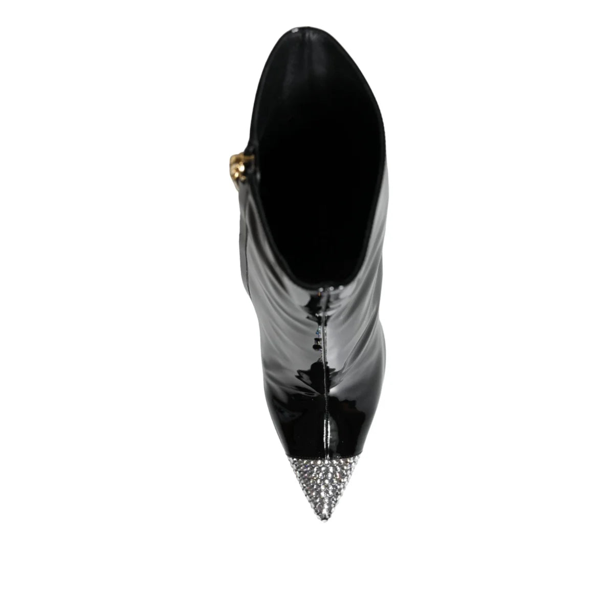 Dolce & Gabbana Black Patent Leather Embellished Boots Shoes