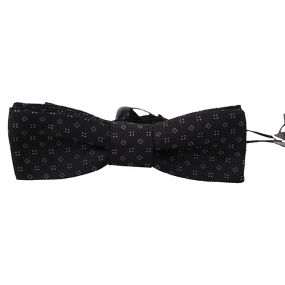 Dolce & Gabbana Black Pattern Silk Adjustable Neck Papillon Bow Tie