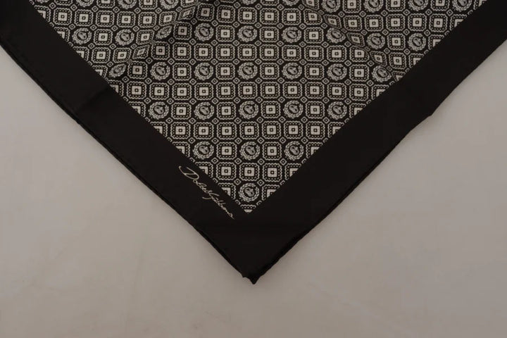 Dolce & Gabbana Black Patterned DG Logo Square Handkerchief Scarf