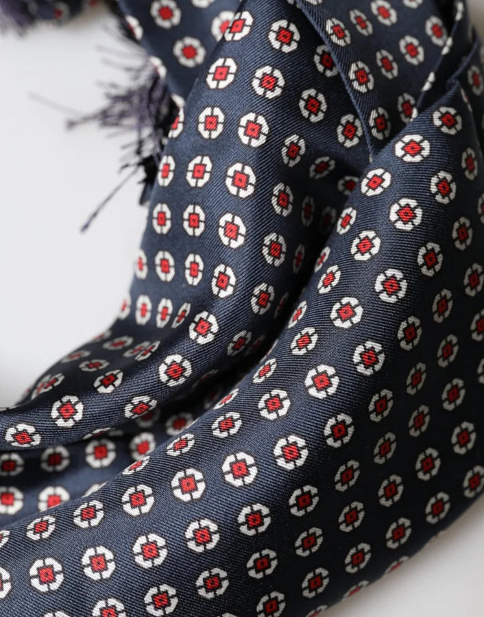 Dolce &amp; Gabbana Black Patterned Fringes Neck Foulard Scarf