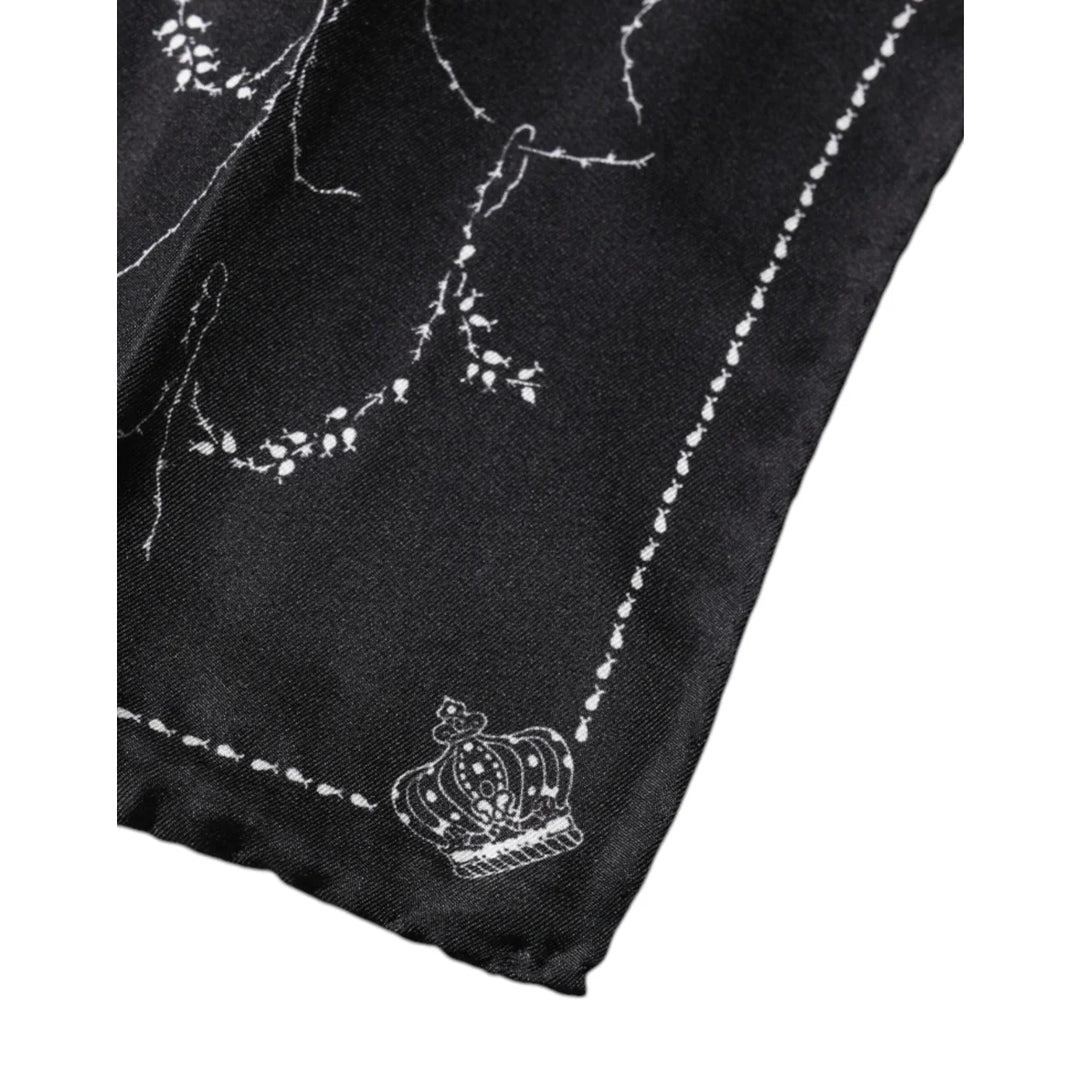 Dolce & Gabbana Black Patterned Silk Handkerchief Scarf