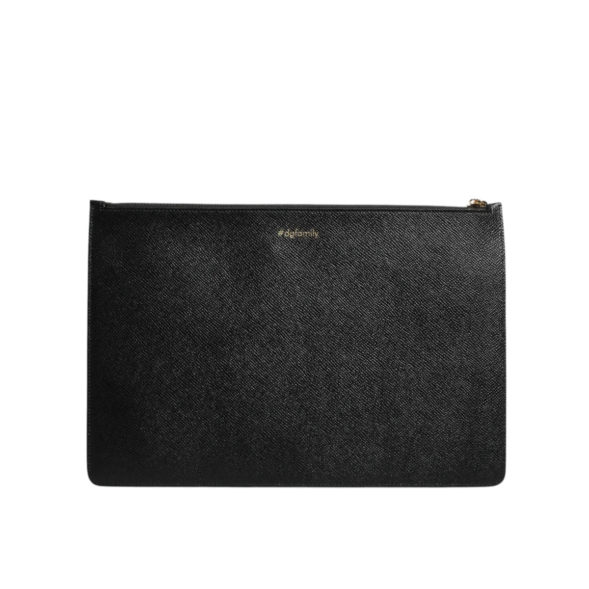 Dolce & Gabbana Black Pebbled Leather Pouch Bag with Stud Detailing