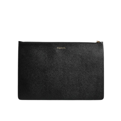 Dolce & Gabbana Black Pebbled Leather Pouch Bag with Stud Detailing