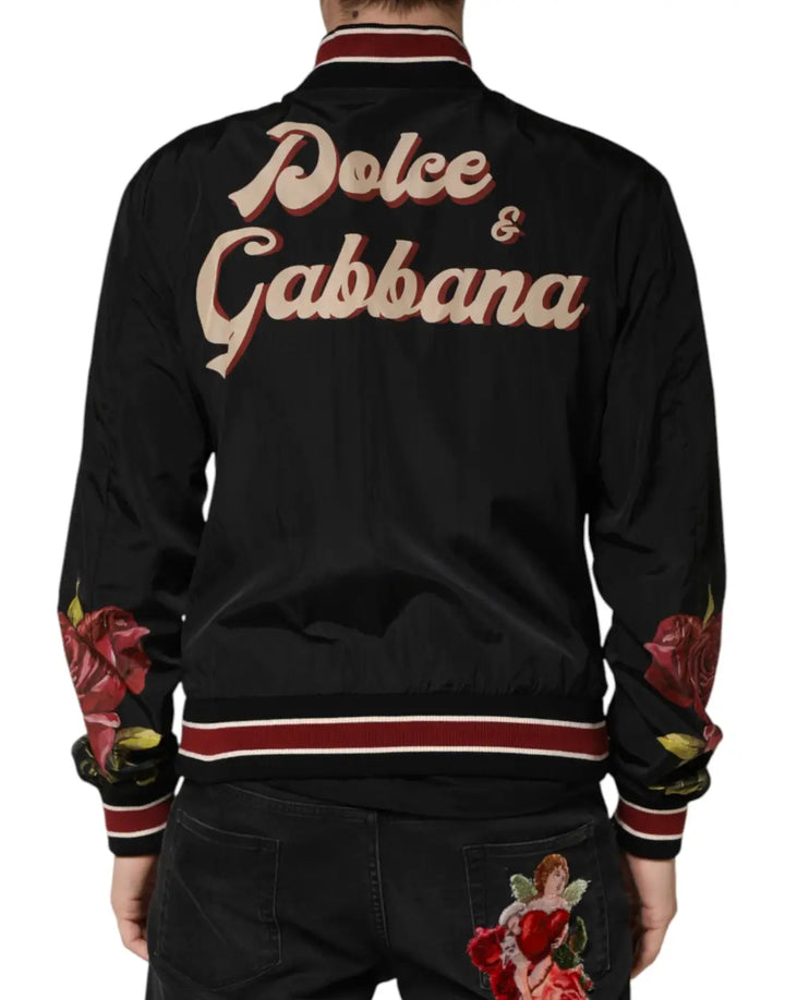 Dolce &amp; Gabbana Black Pin Up Button Down Men Bomber Jacket