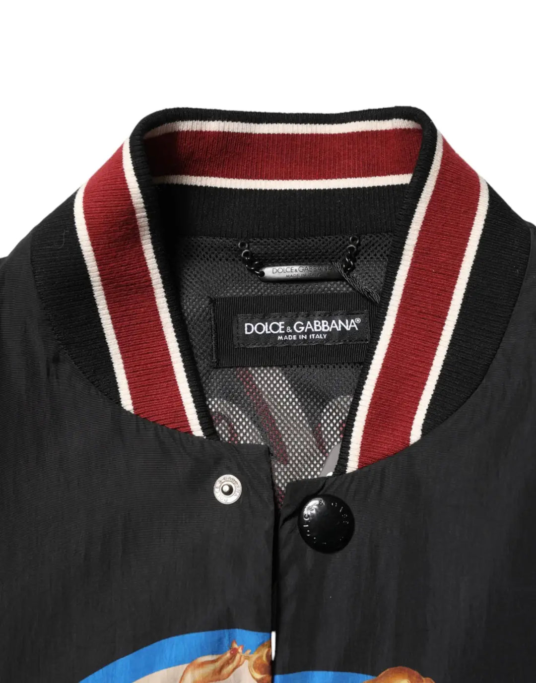 Dolce &amp; Gabbana Black Pin Up Button Down Men Bomber Jacket