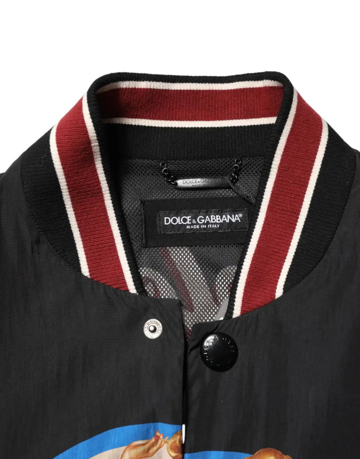 Dolce &amp; Gabbana Black Pin Up Button Down Men Bomber Jacket
